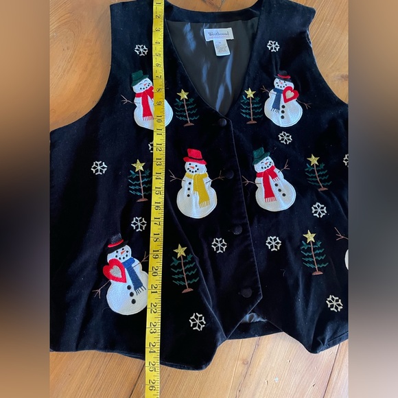 WESTBOUND Black Velvet Texture Snowman Christmas Holiday Vest Women’s Size XL - Picture 9 of 11